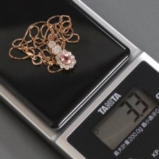 画像9: K18PG パパラチアサファイア ダイヤモンドペンダント PS0.536 D0.44 3.3g 45cm アジャスター付 鑑別書 (9)