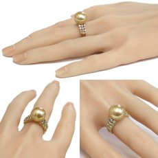 画像10: K18 ゴールデンパール ダイヤモンド リング 13.2mm D0.77 8.7g #16.5 (10)
