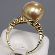 画像4: K18 ゴールデンパール ダイヤモンド リング 13.2mm D0.77 8.7g #16.5 (4)