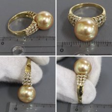 画像9: K18 ゴールデンパール ダイヤモンド リング 13.2mm D0.77 8.7g #16.5 (9)