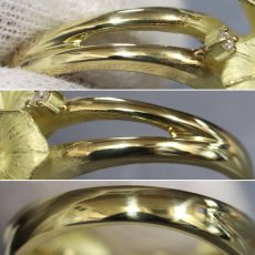画像6: K18 ゴールデンパール ダイヤモンド リング 12mm D0.14 葉っぱ 10.1g #12 (6)