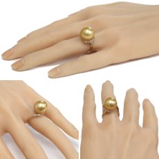 画像10: K18PG ゴールデンパール ダイヤモンド リング 14.2mm D0.35 7.7g #12 (10)