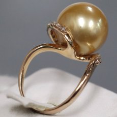 画像3: K18PG ゴールデンパール ダイヤモンド リング 14.2mm D0.35 7.7g #12 (3)
