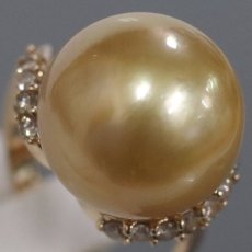 画像4: K18PG ゴールデンパール ダイヤモンド リング 14.2mm D0.35 7.7g #12 (4)
