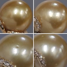 画像5: K18PG ゴールデンパール ダイヤモンド リング 14.2mm D0.35 7.7g #12 (5)