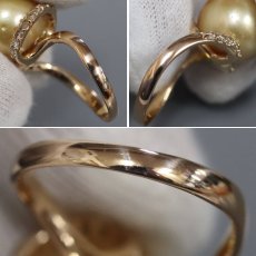 画像6: K18PG ゴールデンパール ダイヤモンド リング 14.2mm D0.35 7.7g #12 (6)