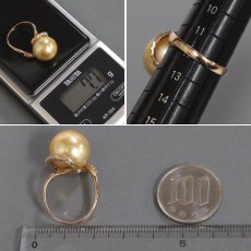 画像8: K18PG ゴールデンパール ダイヤモンド リング 14.2mm D0.35 7.7g #12 (8)