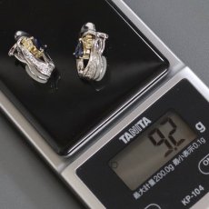 画像10: Pt900/K18 サファイア ダイヤモンド イヤリング S0.84 S0.77 D0.09×2 キャッチ込み9.2g (10)