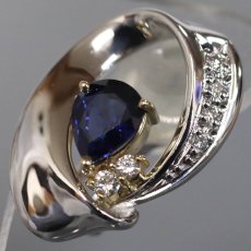 画像2: Pt900/K18 サファイア ダイヤモンド イヤリング S0.84 S0.77 D0.09×2 キャッチ込み9.2g (2)