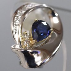 画像3: Pt900/K18 サファイア ダイヤモンド イヤリング S0.84 S0.77 D0.09×2 キャッチ込み9.2g (3)
