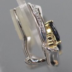 画像5: Pt900/K18 サファイア ダイヤモンド イヤリング S0.84 S0.77 D0.09×2 キャッチ込み9.2g (5)