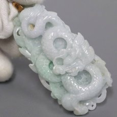画像2: K18 ヒスイ ペンダントトップ 34.0g 龍 鳳凰モチーフ 縁起物 (2)