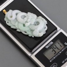画像9: K18 ヒスイ ペンダントトップ 34.0g 龍 鳳凰モチーフ 縁起物 (9)