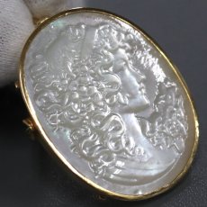 画像2: K18シェルカメオペンダントトップ/ブローチ 6.4g 鑑別カード (2)