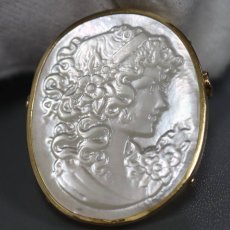 画像3: K18シェルカメオペンダントトップ/ブローチ 6.4g 鑑別カード (3)