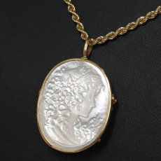 画像9: K18シェルカメオペンダントトップ/ブローチ 6.4g 鑑別カード (9)