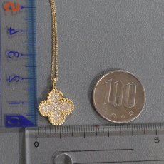 画像9: K18ダイヤモンドペンダント D0.32 4.0g アジャスター付 45cm クローバーモチーフ (9)