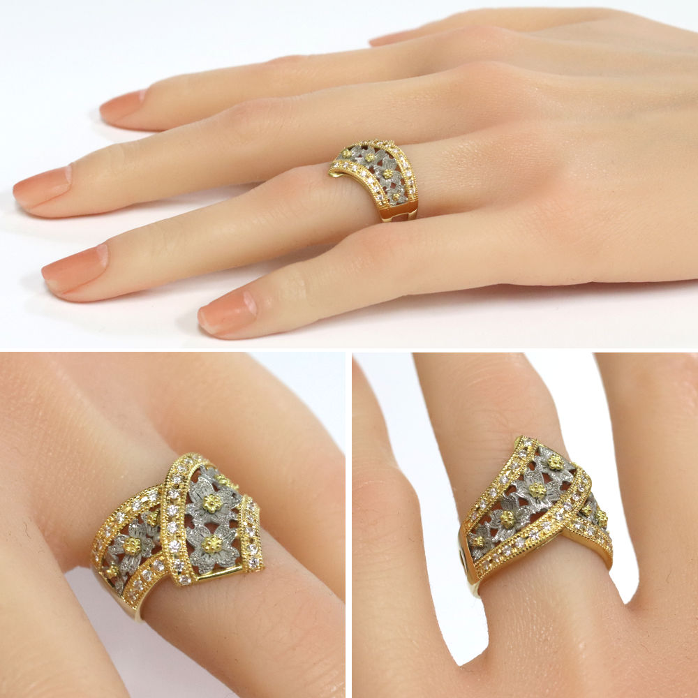 ete およげる K18フラワー透かしリング