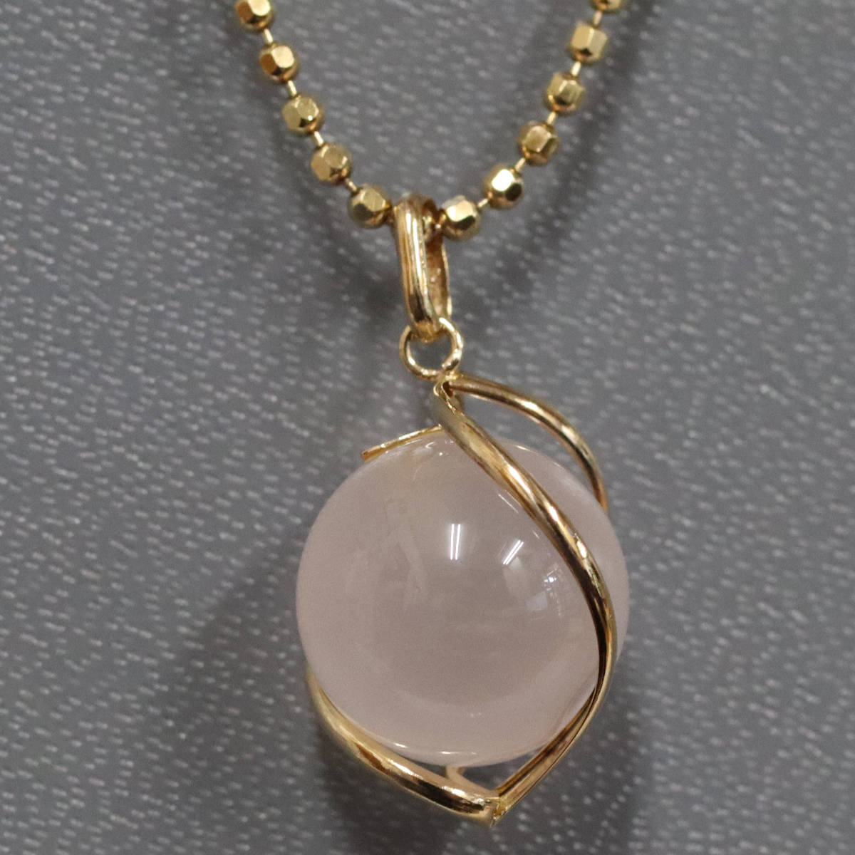 K18ローズクォーツペンダント 5.6g 40cm