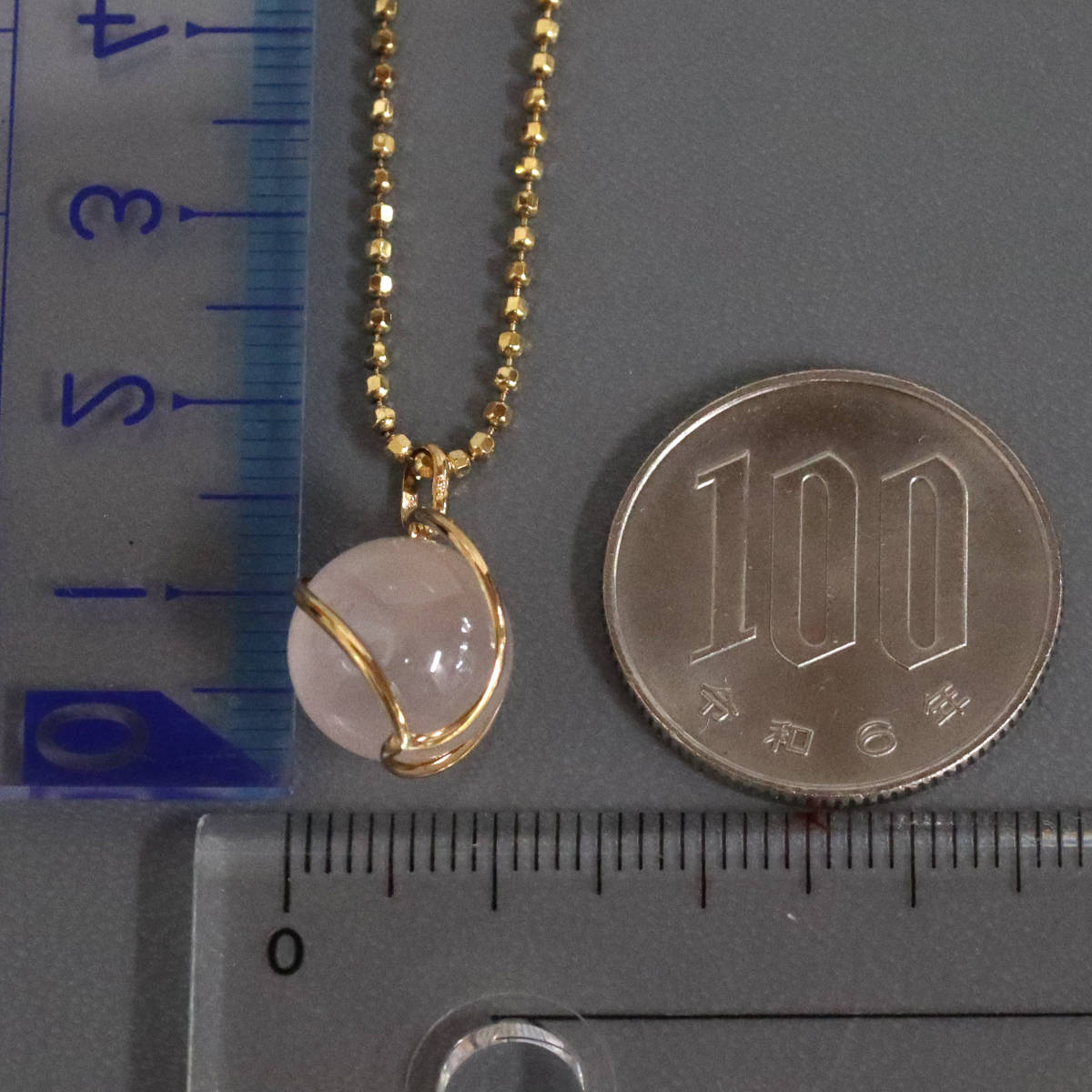 画像10: K18ローズクォーツペンダント 5.6g 40cm (10)