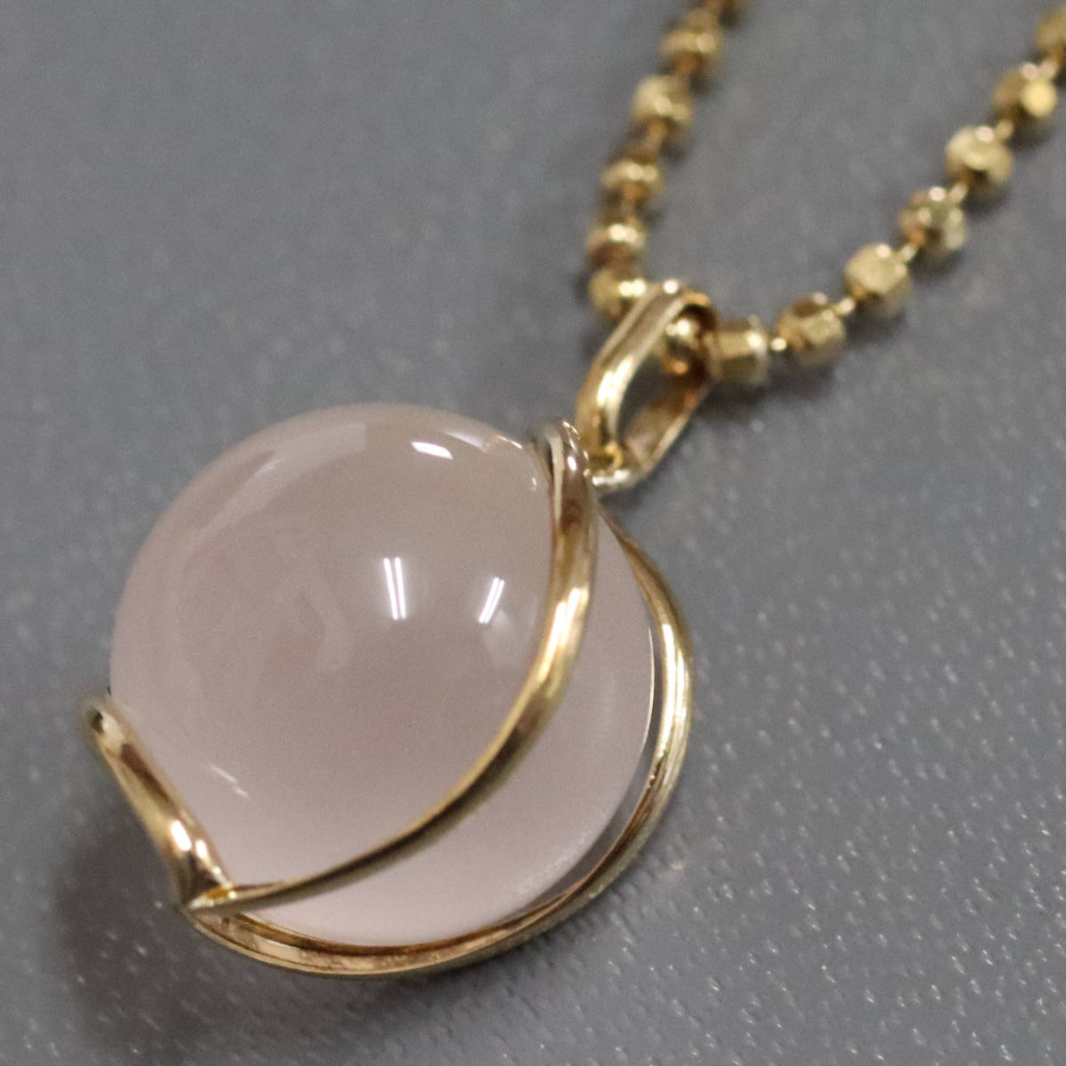 画像3: K18ローズクォーツペンダント 5.6g 40cm (3)