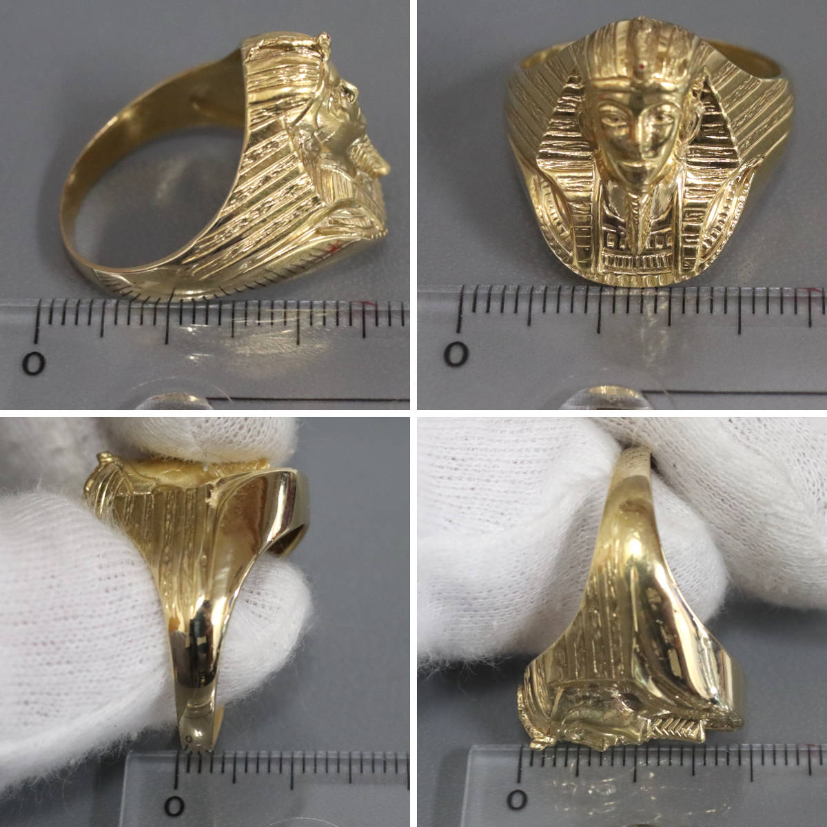 画像9: K18リング ファラオモチーフ 9.1g #19.5 (9)