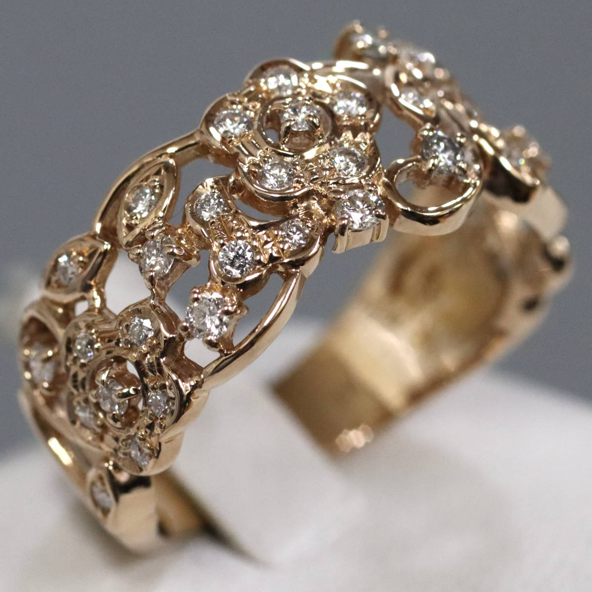 K18PGダイヤモンドリング フラワーモチーフ D0.36 5.4g #16