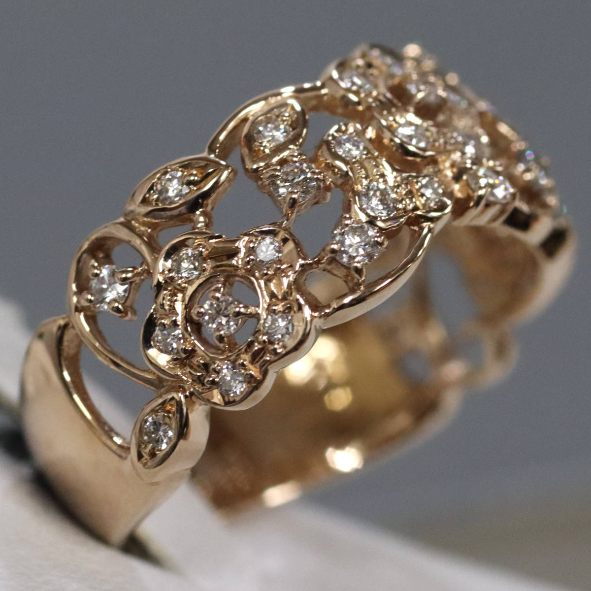 画像3: K18PGダイヤモンドリング フラワーモチーフ D0.36 5.4g #16 (3)