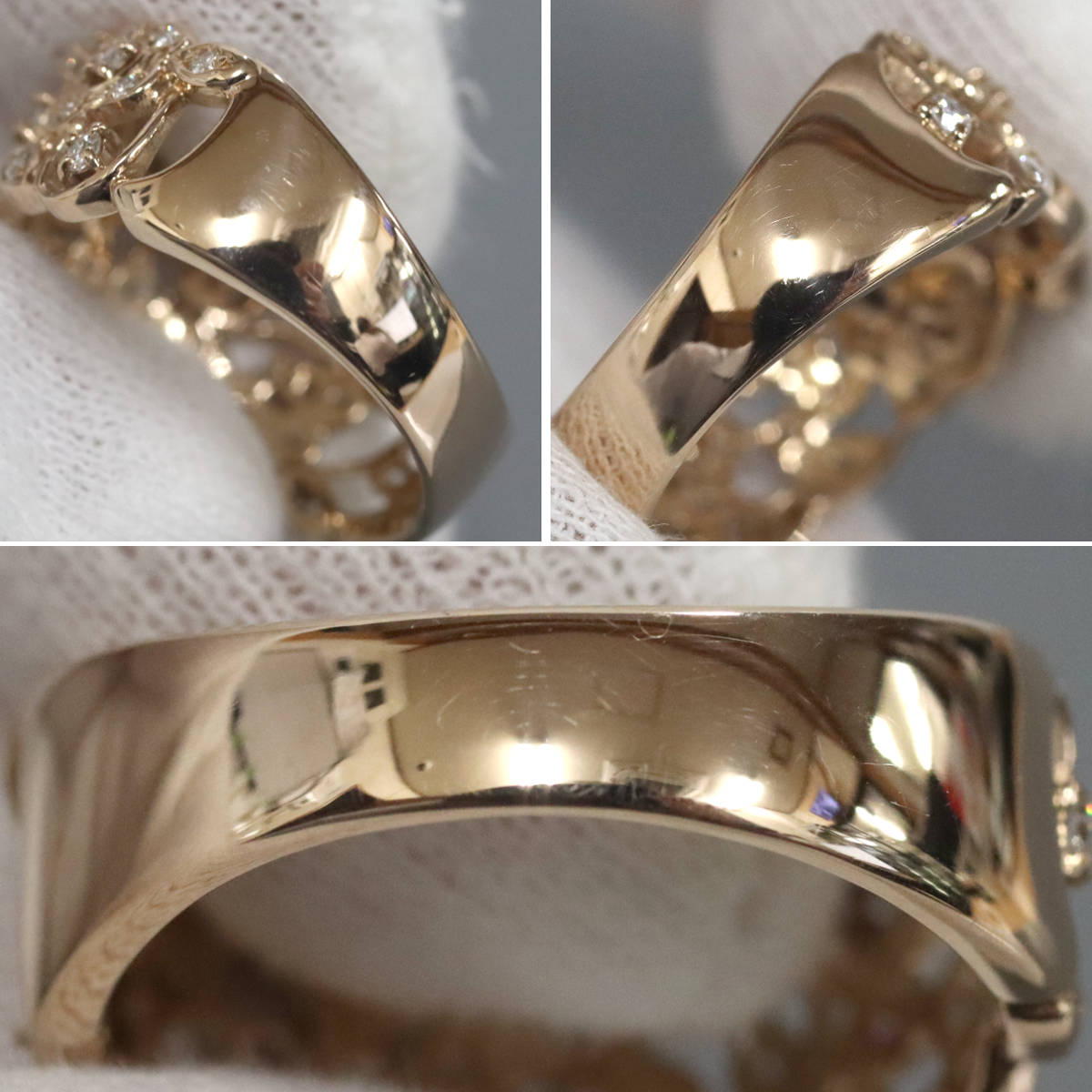 画像6: K18PGダイヤモンドリング フラワーモチーフ D0.36 5.4g #16 (6)