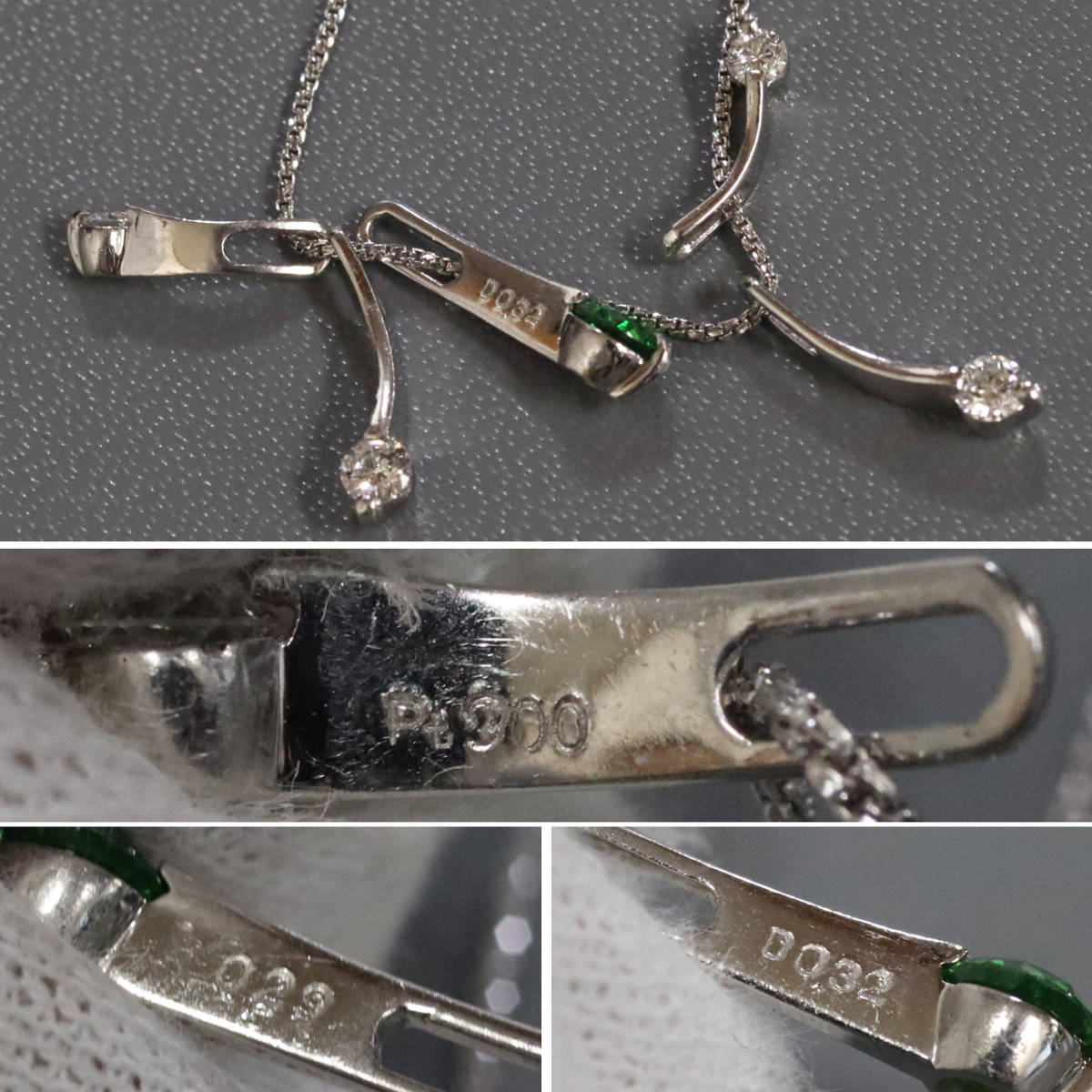 画像4: K18WG/Pt900デマントイドガーネットダイヤモンドペンダント DG0.29 D0.32 4.7g AJ付45cm (4)