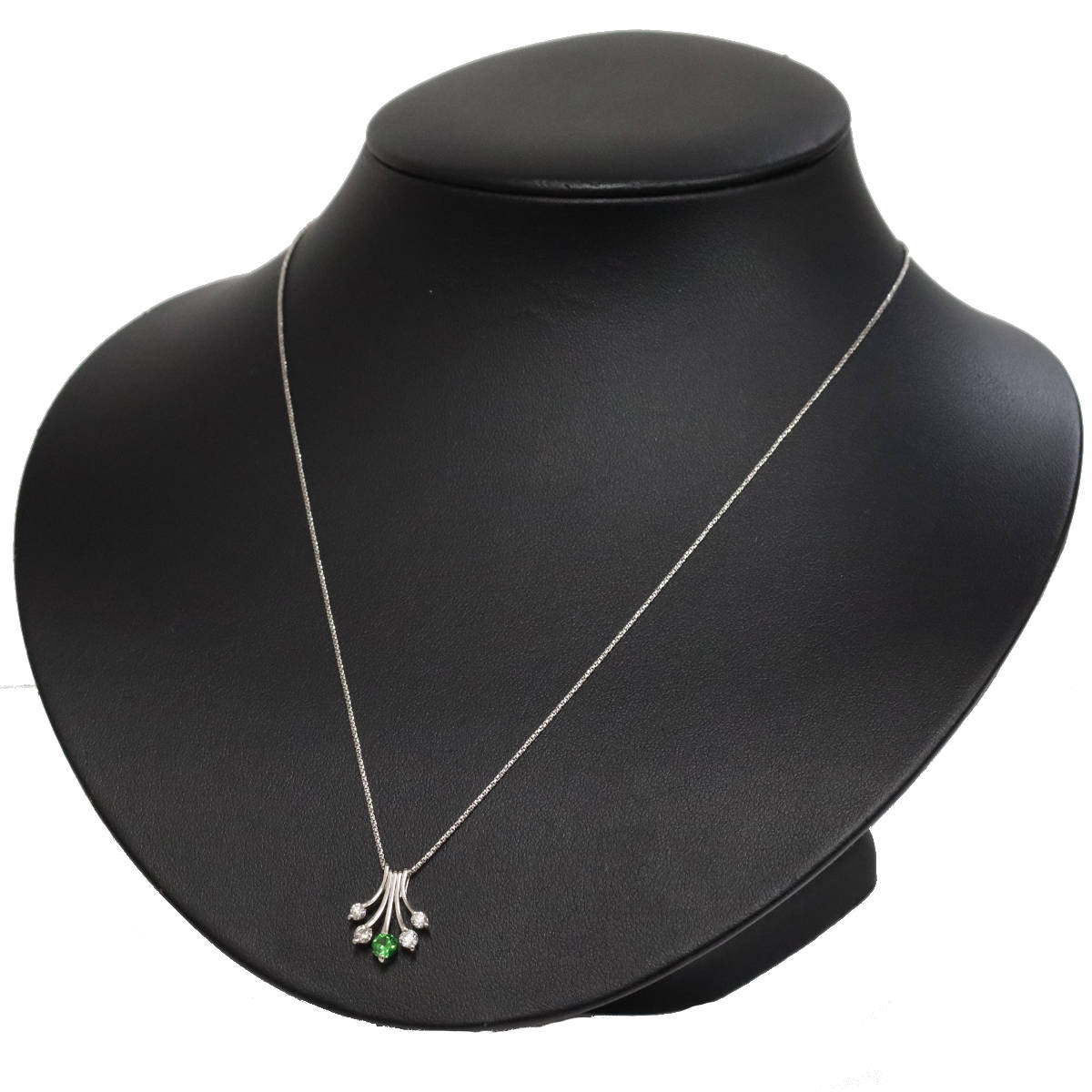 画像5: K18WG/Pt900デマントイドガーネットダイヤモンドペンダント DG0.29 D0.32 4.7g AJ付45cm (5)