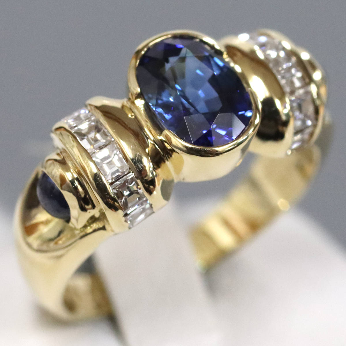 K18サファイアダイヤモンドリング S1.282 D0.47 D0.45 6.2g #12.5