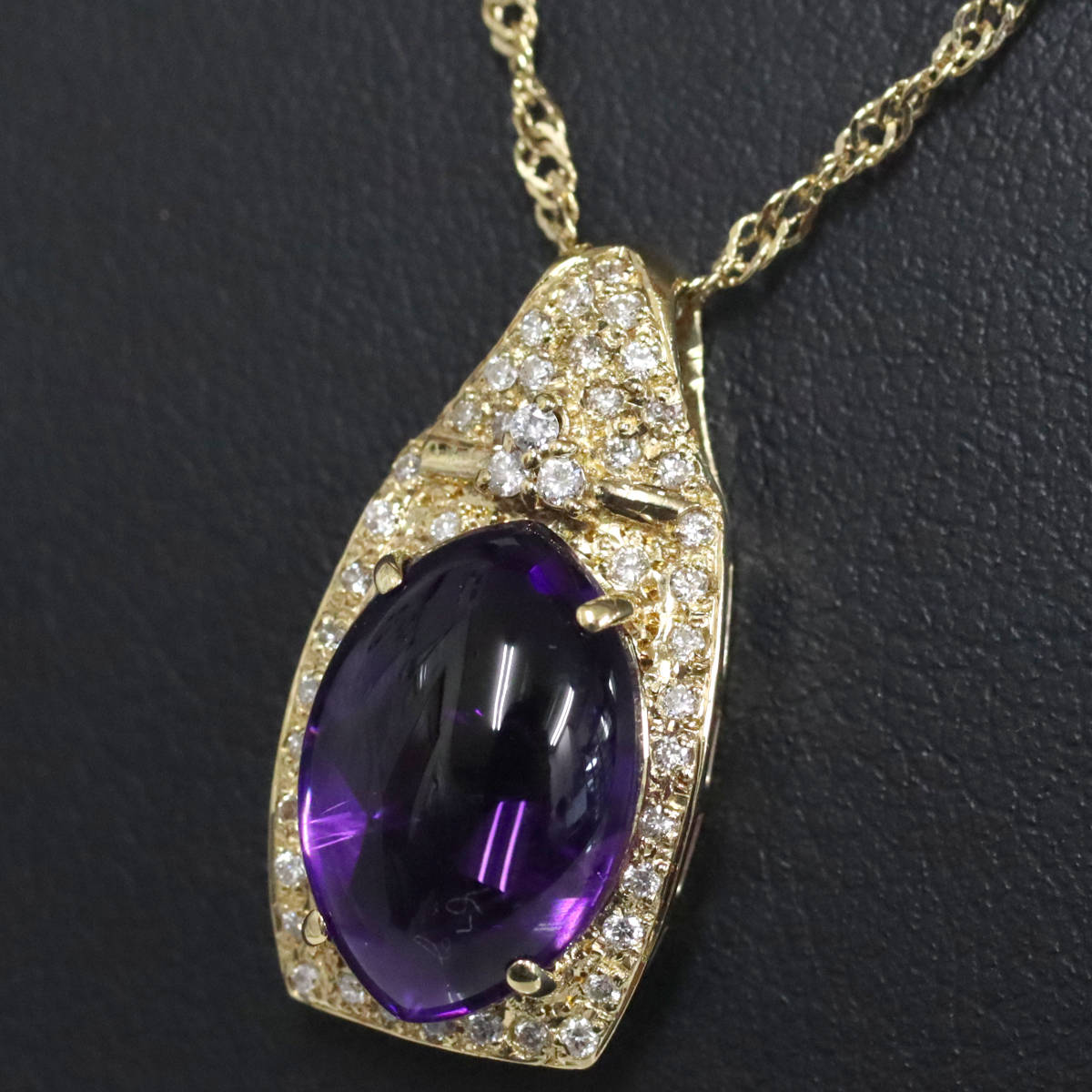 画像6: K18アメジストダイヤモンドペンダント AM6.35 D0.27 6.3g 42cm (6)