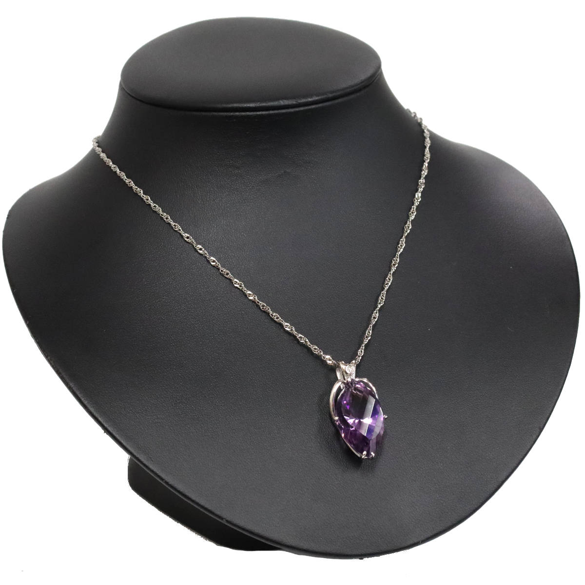 画像6: Pt850/K18WGアメジストダイヤモンドペンダント AM20.39 D0.02 12.1g 55cm (6)
