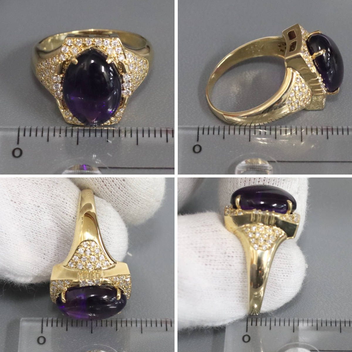 画像8: K18アメジストダイヤモンドリング AM6.60 D0.32 8.6g #17 (8)