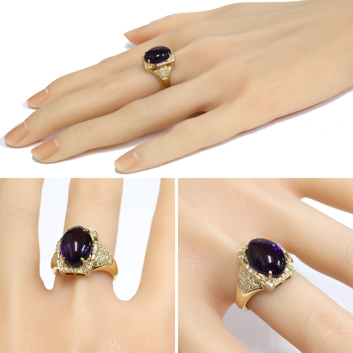 画像9: K18アメジストダイヤモンドリング AM6.60 D0.32 8.6g #17 (9)