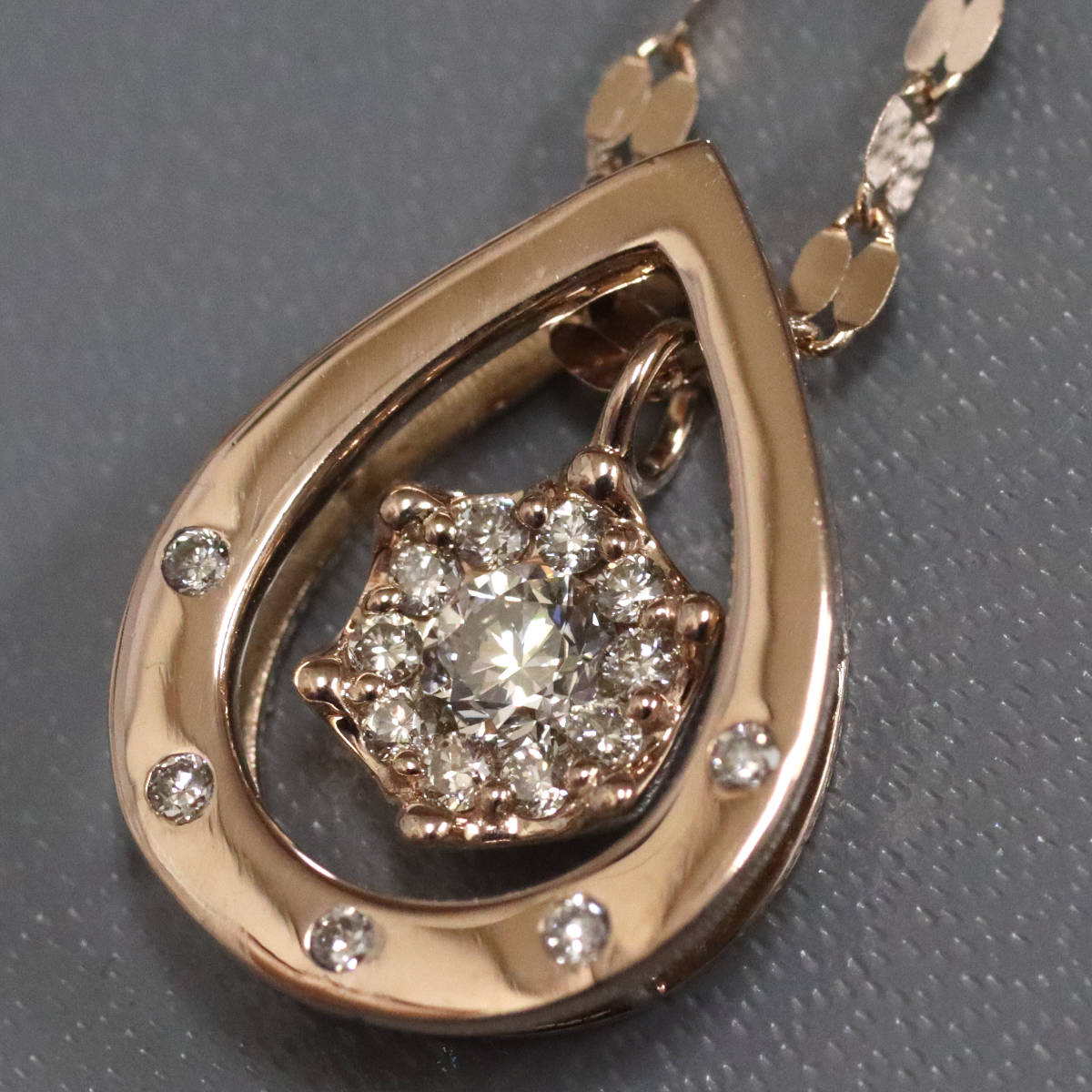 画像3: K18PGダイヤモンドペンダント 雫モチーフ D0.31 5.3g AJ付70cm (3)