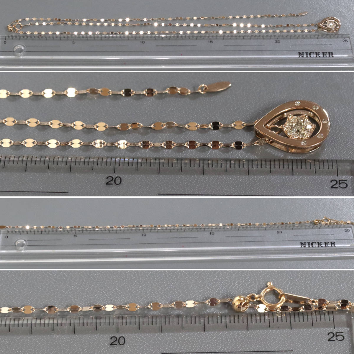 画像9: K18PGダイヤモンドペンダント 雫モチーフ D0.31 5.3g AJ付70cm (9)