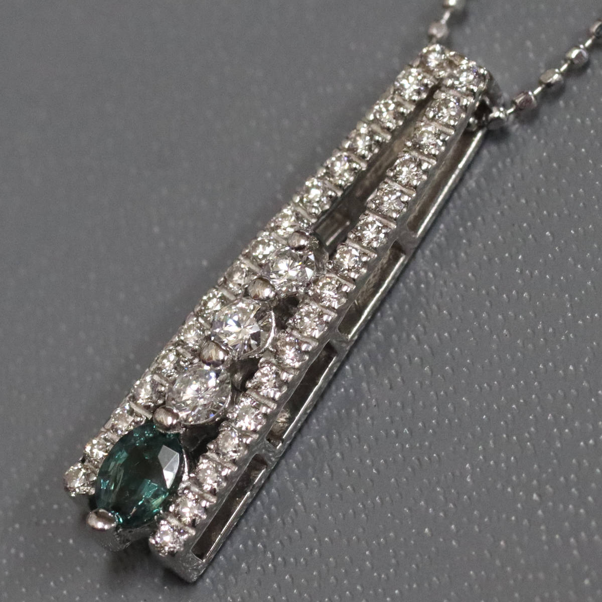 画像2: Pt850/Pt900アレキサンドライトダイヤモンドペンダント A0.19 D0.36 4.4g AJ付44cm (2)