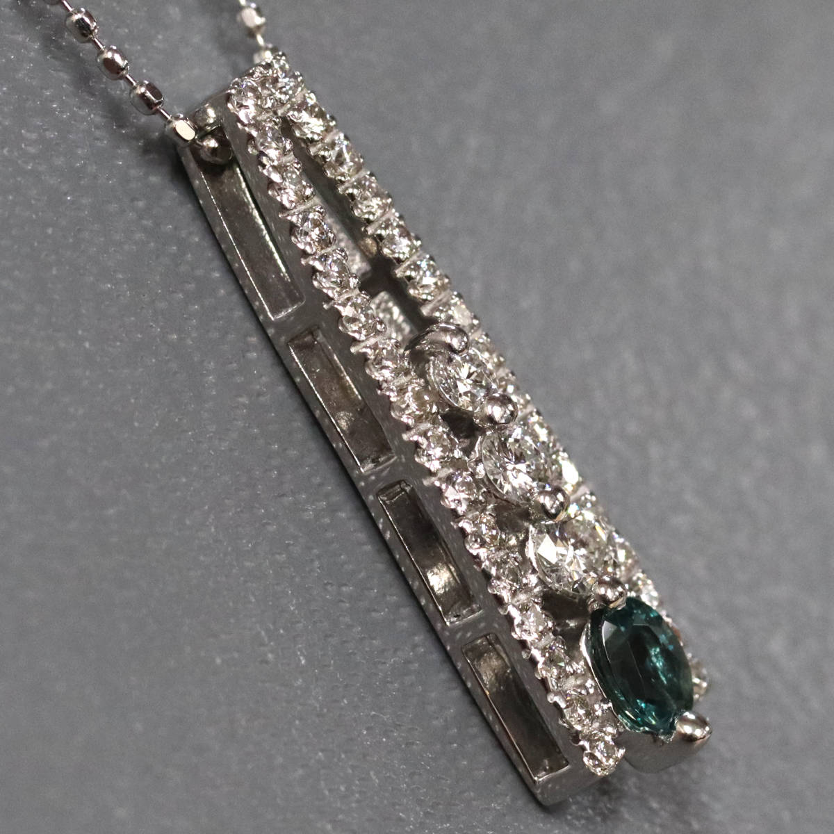 画像3: Pt850/Pt900アレキサンドライトダイヤモンドペンダント A0.19 D0.36 4.4g AJ付44cm (3)