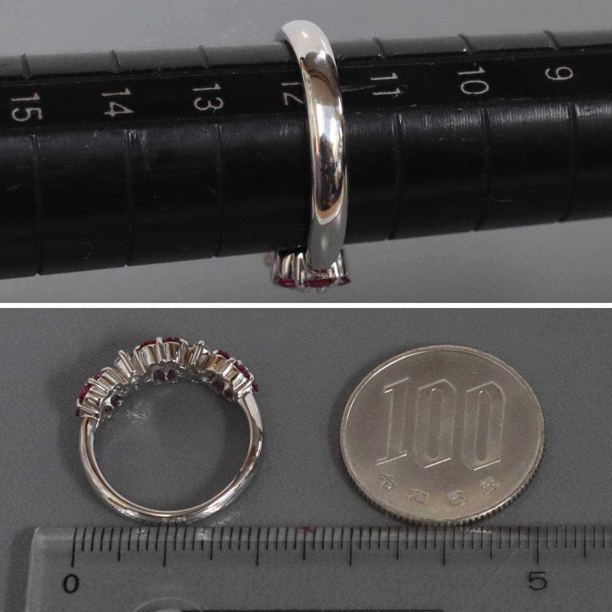 画像7: Pt900ルビーダイヤモンドリング フラワーモチーフ R0.83 D0.31 6.9g #12 (7)