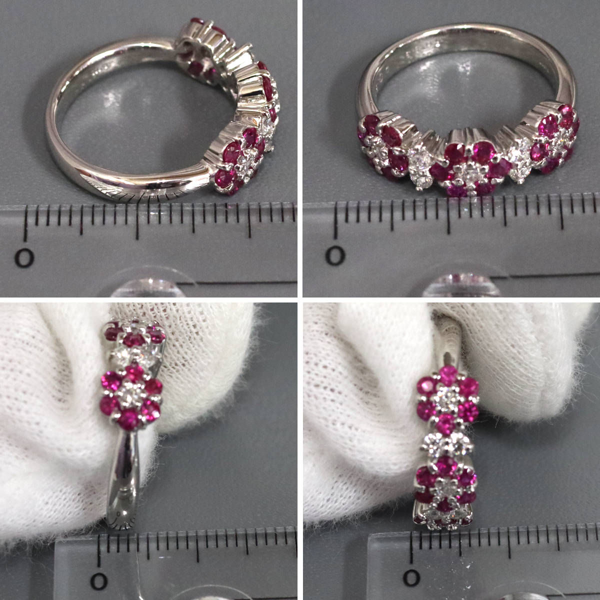 画像8: Pt900ルビーダイヤモンドリング フラワーモチーフ R0.83 D0.31 6.9g #12 (8)