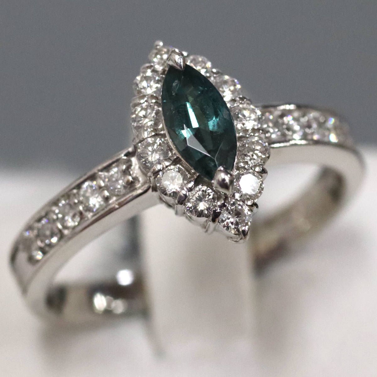 画像1: Pt900アレキサンドライトダイヤモンドリング A0.36 D0.39 5.3g #13 (1)