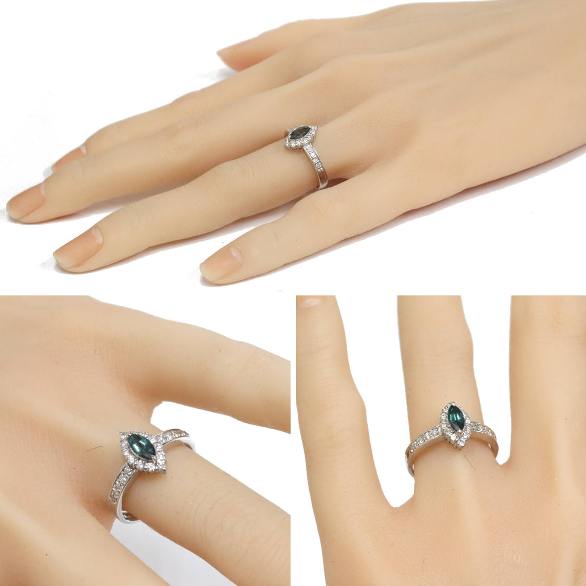 画像10: Pt900アレキサンドライトダイヤモンドリング A0.36 D0.39 5.3g #13 (10)