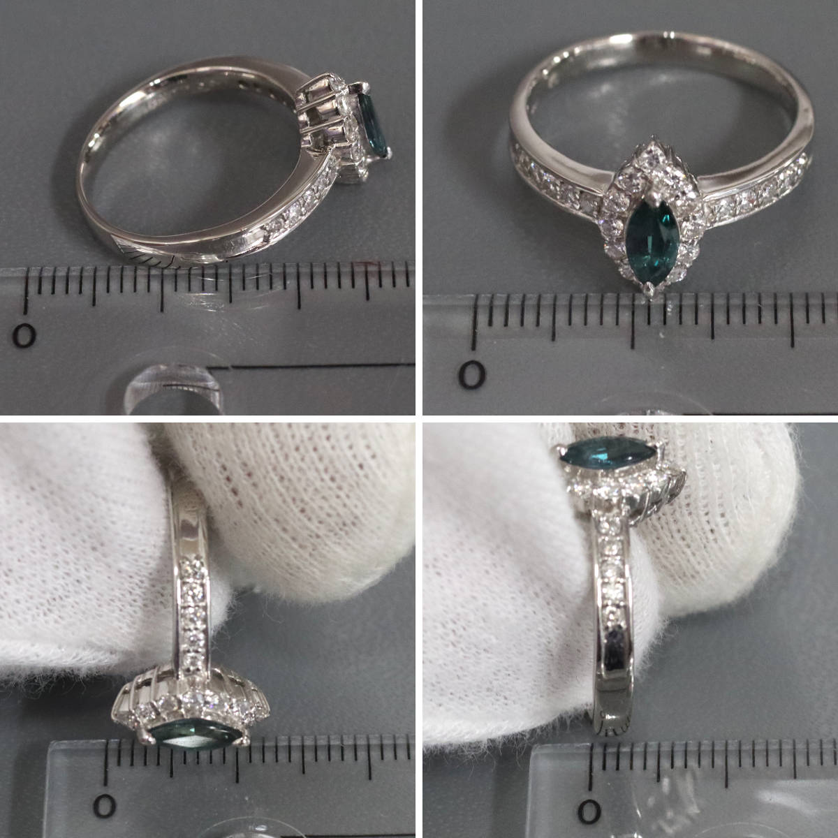 画像9: Pt900アレキサンドライトダイヤモンドリング A0.36 D0.39 5.3g #13 (9)