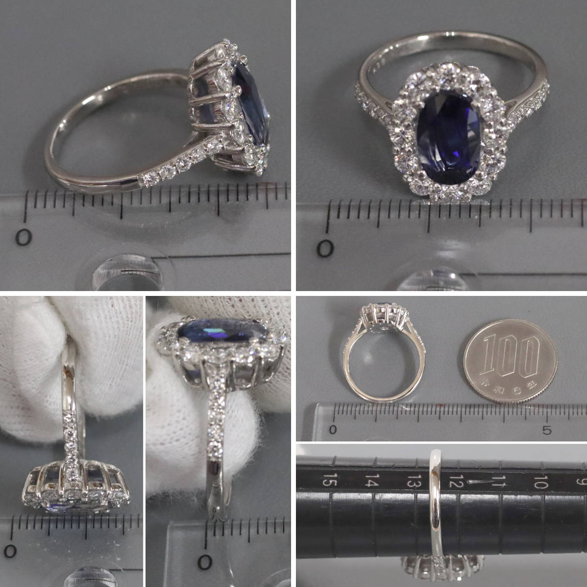 画像8: Pt900コーンフラワーブルーサファイアダイヤモンドリング S2.98 D1.00 7.5g #12.5 AIGS鑑別書 (8)